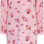 i-Smalls Womens Thermal Fleece Nightdress - 65% Cotton Floral Nightie - Long Sleeve Warm Winter Nightgown - Ladies Plus Size Soft Fleece Nightwear - Sizes M to XXL
