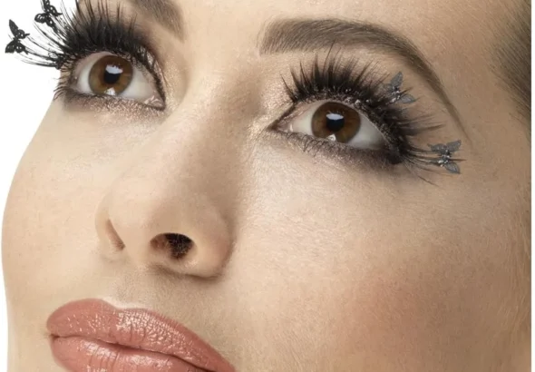 Smiffys Eyelashes, Winged Butterfly, Black Contains Glue, Fever Eyelashes Fancy Dress, Fever Dress Up Cosmetics & Disguises.