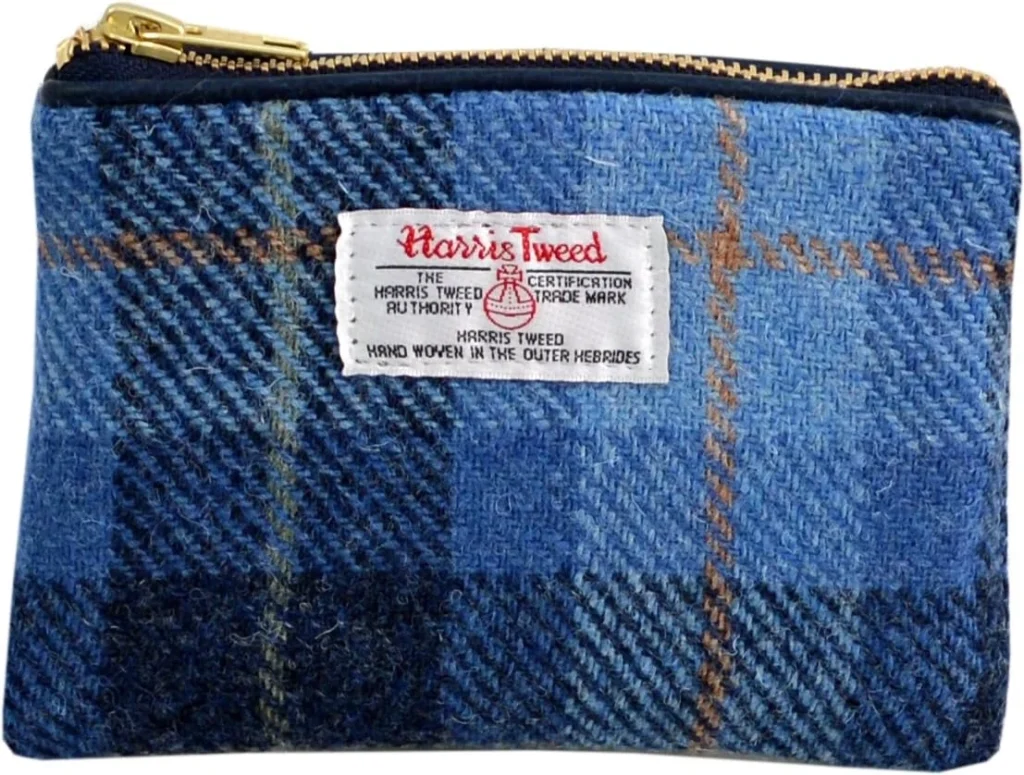 Vagabond Bags Harris Tweed Check Cosmetic Toiletry Bag, 16 cm, Mid Blue
