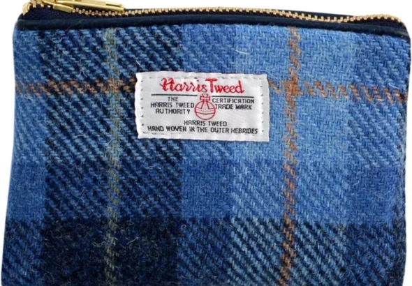 Vagabond Bags Harris Tweed Check Cosmetic Toiletry Bag, 16 cm, Mid Blue