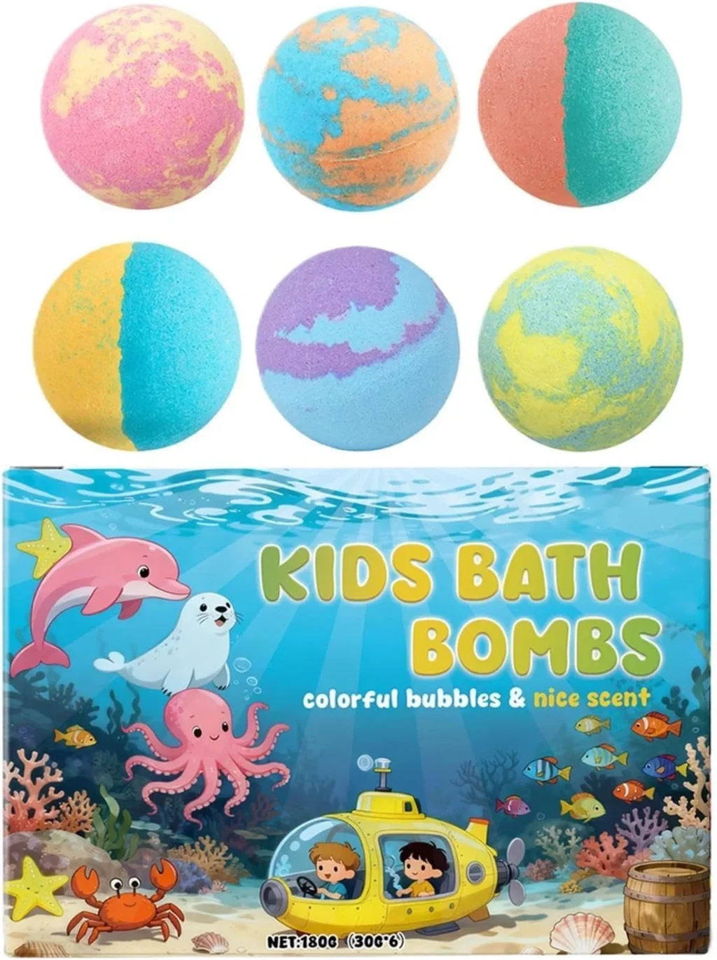 Adult Bubble Bath, Moisturizing Cleansing Ball, Foam Bath Set, 6 Piece Relaxing Spa Kit, Aromatherapy Skin Care Accessory for Women Wife Men Grandma Girls Youth Family Home Travel Bathroom