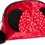 Minnie Mouse Make Up Bag for Women Girls Disney Pencil Case Double Sided Red Velvet Cosmetic Toiletries Bag Travel Accessory Gift