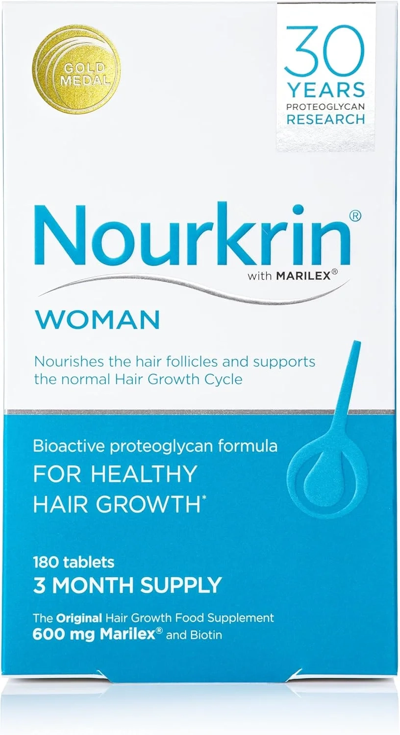 Nourkrin Woman for Healthy Hair Growth food supplement with Marilex, biotin and silica 180 tablet pack (3 month supply)