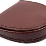 Mens Real Leather Coin Tray Purse LARGE 8cm x 9cm Coins Pouch Wallet (Light Brown)