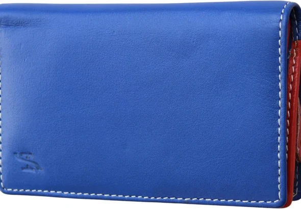 STARHIDE Women Purse - Ladies RFID Blocking Compact Multi Coloured Soft Real Leather Wallet 5540 (Blue Multi)