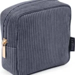 MAGEFY Makeup Bag Corduroy Small Makeup Bag Mini Pouch with Compartments for Handbag Travel Cosmetic Bag for Women