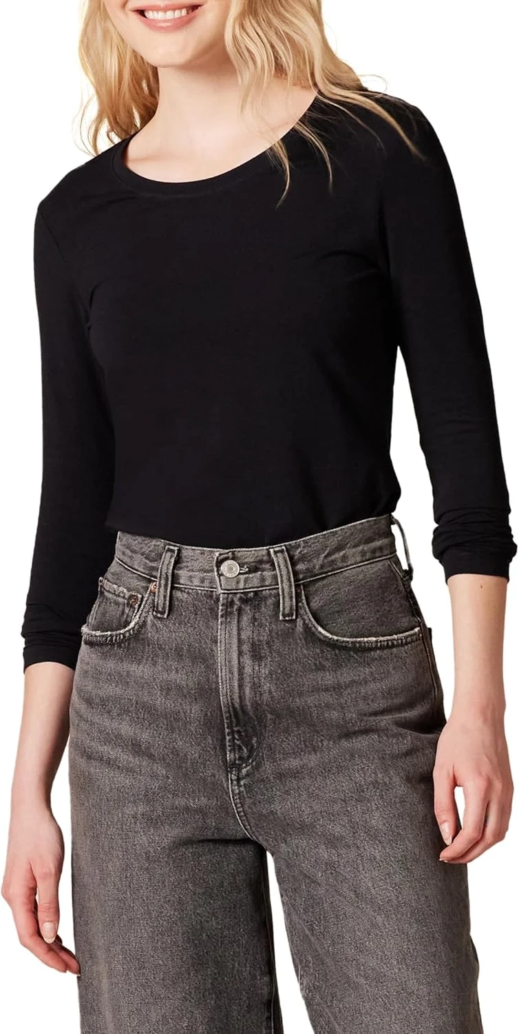 Amazon Essentials Women's Regular-Fit Long-Sleeve Crewneck T-Shirt (Available in Plus Size)