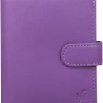 STARHIDE Women RFID Blocking Genuine Leather Clutch Wallet with Id Window and Side Zipped Coin Pouch 5530 (Purple)