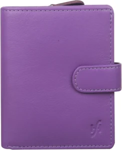 STARHIDE Women RFID Blocking Genuine Leather Clutch Wallet with Id Window and Side Zipped Coin Pouch 5530 (Purple)