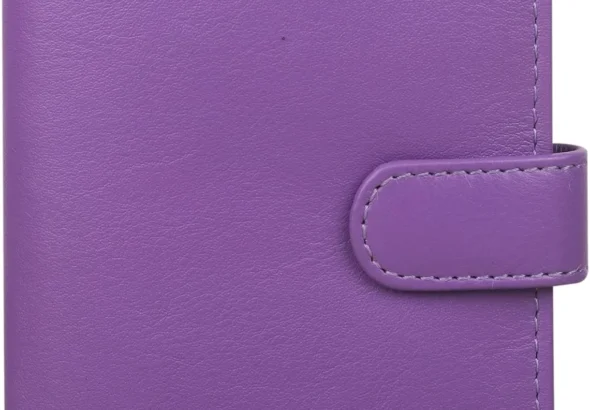 STARHIDE Women RFID Blocking Genuine Leather Clutch Wallet with Id Window and Side Zipped Coin Pouch 5530 (Purple)