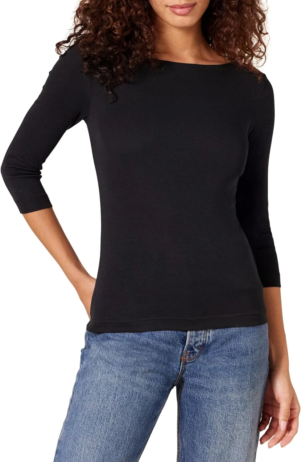 Amazon Essentials Women's Slim-Fit 3/4-Sleeve Boat-Neck T-Shirt