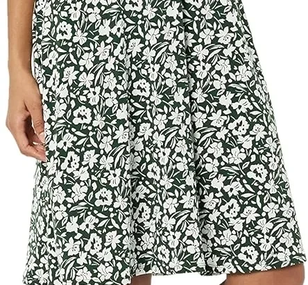 Amazon Essentials Women's Short-Sleeve V-Neck Fit and Flare Floral Jersey Dress