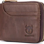 Mens Leather Zipper Wallet RFID Blocking Bifold Secure Vintage Zip Around Multi Credit Card Holder, brown, S, Vintage