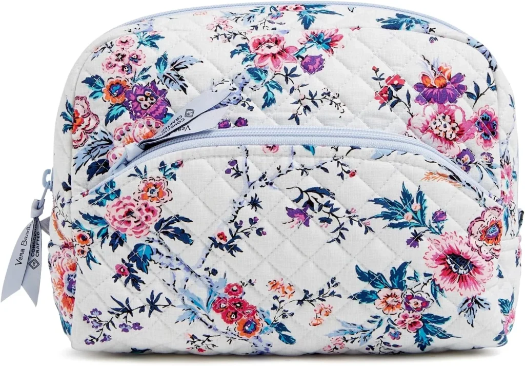 Vera Bradley Women's Cotton Large Cosmetic Makeup Organizer Bag, Magnifique Floral, One Size