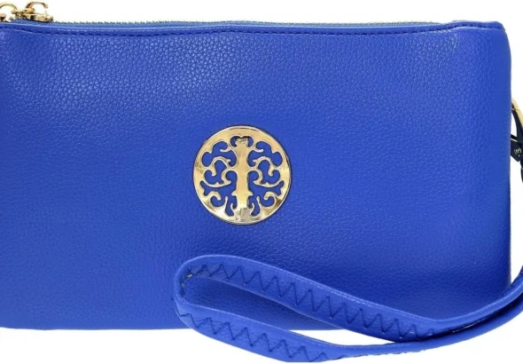 Long & Son Women's Small Clutch, Wristlet, Shoulder,Cross-Body Bags 3141 (Sapphire Blue)
