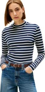 Tommy Hilfiger Womens Slim Cody Mock Neck Long Sleeve Top