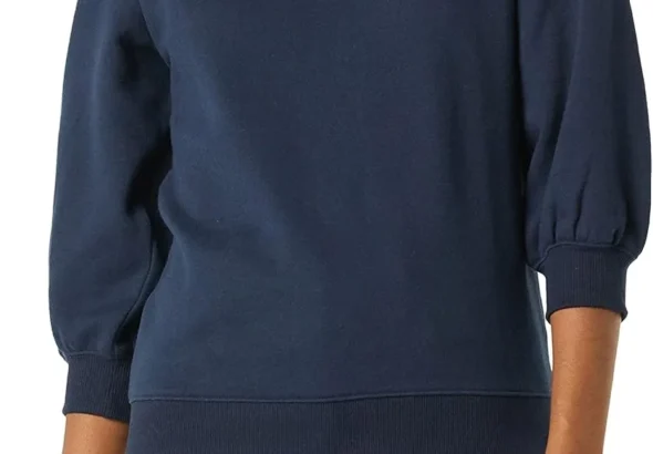 Amazon Essentials Women's French Terry Fleece Crewneck Sweatshirt with Sleeve Detail