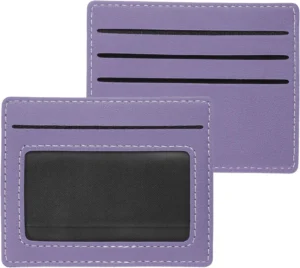 PATIKIL 2Pcs Minimalist Credit Card Holder for Women, PU Leather Wallet Slim with ID Window Thin Leather Credit Card Case for Men Women with 4 Card Slots, Purple