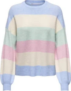 ONLY Women's Onlatia L/S Stripe Pullover KNT Noos Viscose Blend Sweater (Pack of 1)