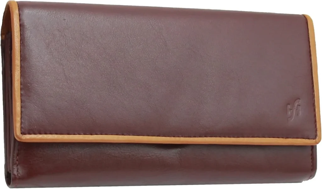 STARHIDE Women's RFID Blocking Wallet Soft Real Nappa Leather Long Flap Over Purse Multi Credit Card Holder Money Organiser 5505 (Brown Tan)