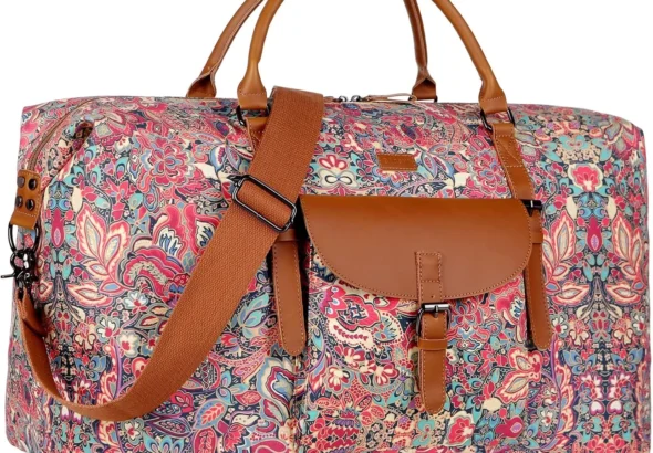 Oversized Printing Women's Travel Duffel Bag 52L Weekend Bag Weekender Overnight Carry on Luggage Lightweight HB-15 (HS)