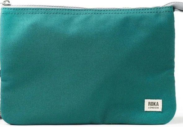 ROKA Carnaby XL Slim Crossbody Bags for Women & Men - 3 Compartments, Chunky Zip, Removable & Adjustable Strap for Phone, Wallet, Keys