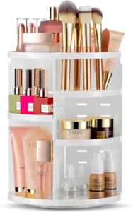 Masirs 360 Degree Rotating Makeup Organizer - Adjustable Shelf Height & Fully Rotatable, The Perfect Cosmetic Organizer for Bedroom, Dresser or Dressing Table.