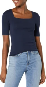 Amazon Essentials Women's Slim-Fit Half Sleeve Square Neck T-Shirt