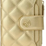 RNIEGA Small Wallets for Women Leather Bifold Wallet Women RFID Blocking Purse Credit Card Holder with 15 Card Slots and ID Window Coin Pocket, Champagne Gold, Modern