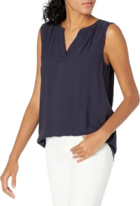 Amazon Essentials Women's Sleeveless V-Neck Woven Shirt