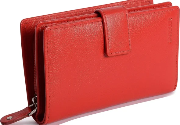 SADDLER "Holly Purse  RFID Protected Real Leather Mid-Size Wallet with 8 Card Slots, 2 ID Windows & Rear Zip Pocket  Compact Everyday Purse for Women - Gift Boxed