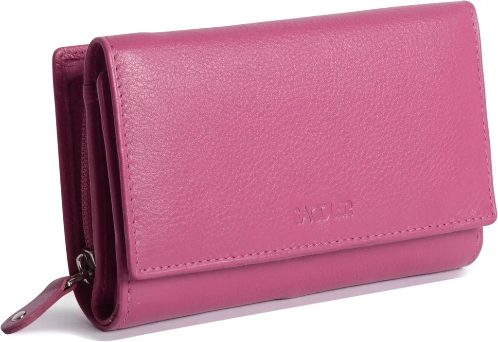 SADDLER Womens Medium Size Trifold Leather Purse Wallet  RFID Protected, Holds up to 10 Cards, Coin and Note Sections - Gift Boxed