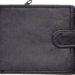 Mens Soft Black Leather Wallet Notecase with Note Section and Zip Compartment at back of Wallet