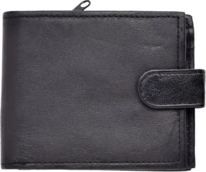 Mens Soft Black Leather Wallet Notecase with Note Section and Zip Compartment at back of Wallet