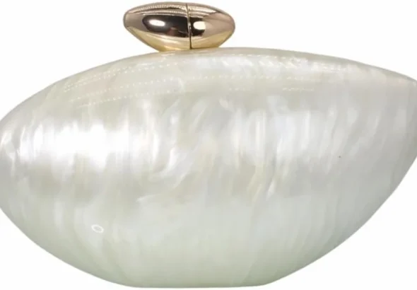 Shell Shape Acrylic Clutch Trendy Metallic Acrylic Evening Bag Shiny Egg Purses and Handbags for Women Wedding Party