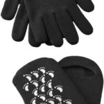 Ciieeo 2 Pairs Gel Moisturizing Gloves Softening Hand Skin Care Spa Socks Foot Cover for Home and Store Use Black Fabric for Women and Men