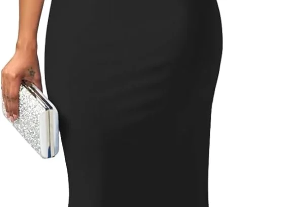 YMDUCH Women's Elegant Sleeveless Off Shoulder Bodycon Long Formal Party Evening Dress, Black, XXL