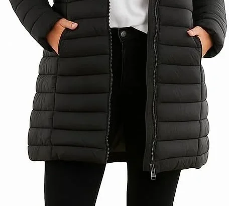 kraftd Womens Winter Lightweight Puffer Jacket Quilted Padded Down Coat With Detachable Hood Central Zip Best for Autumn Winter, Outdoors & Travelling