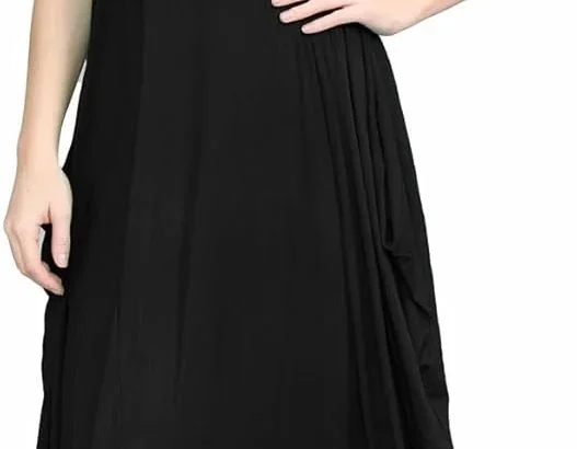 janisramone Womens Parachute Italian Lagenlook Midi Dress, Sleeveless Round Neck Stretchy Tulip Dress, Plain Long Summer Dresses for Women UK, Casual & Holiday Ladies Midi Dresses