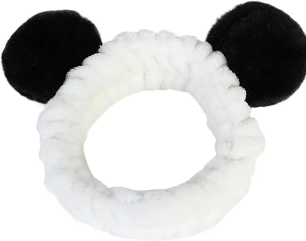 Elastic Washing Face Headband Women Makeup Cute Panda Ear Soft Head Wraps Women Hair Band for Shower Spa