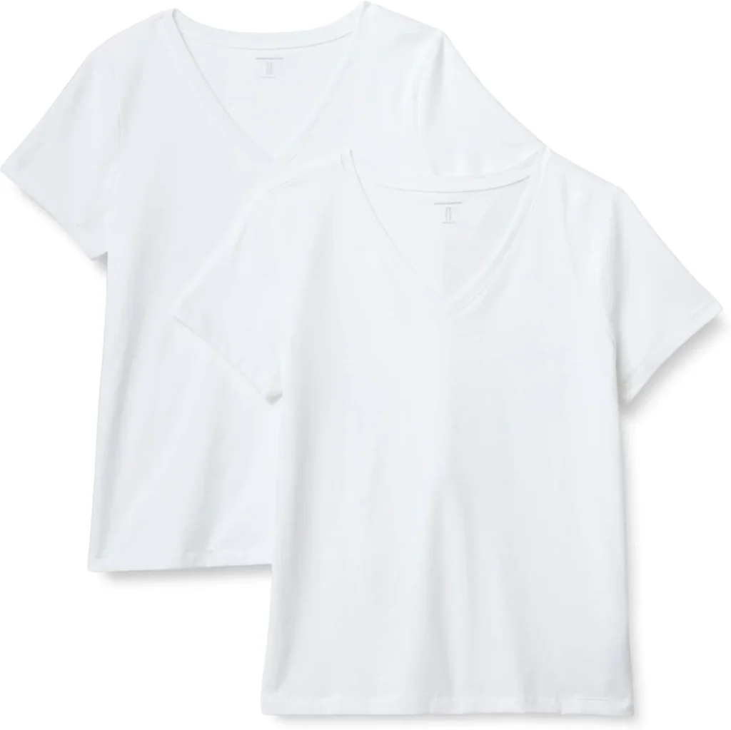 Amazon Essentials Women's Regular Fit 100% Cotton V-Neck Short Sleeve T-Shirt