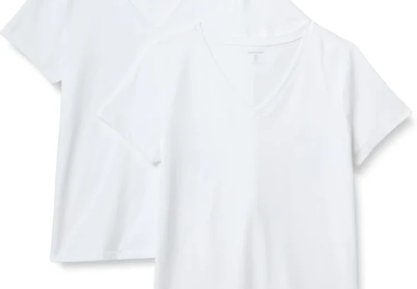 Amazon Essentials Women's Regular Fit 100% Cotton V-Neck Short Sleeve T-Shirt