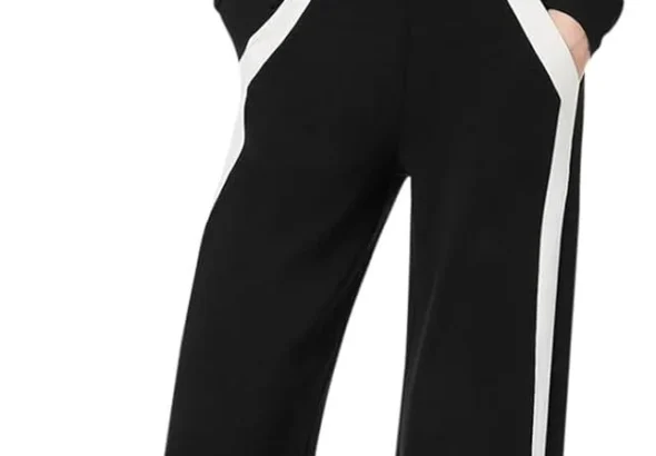 NSICBMNO Tracksuit Womens Full Set Two Piece Outfit Striped Sweatpants Wide Leg Joggers Zip Up Sweatshirt Jacket Fleece Lined Tracksuit Set Loungewear Sets Airport Travel Outfits With Pockets