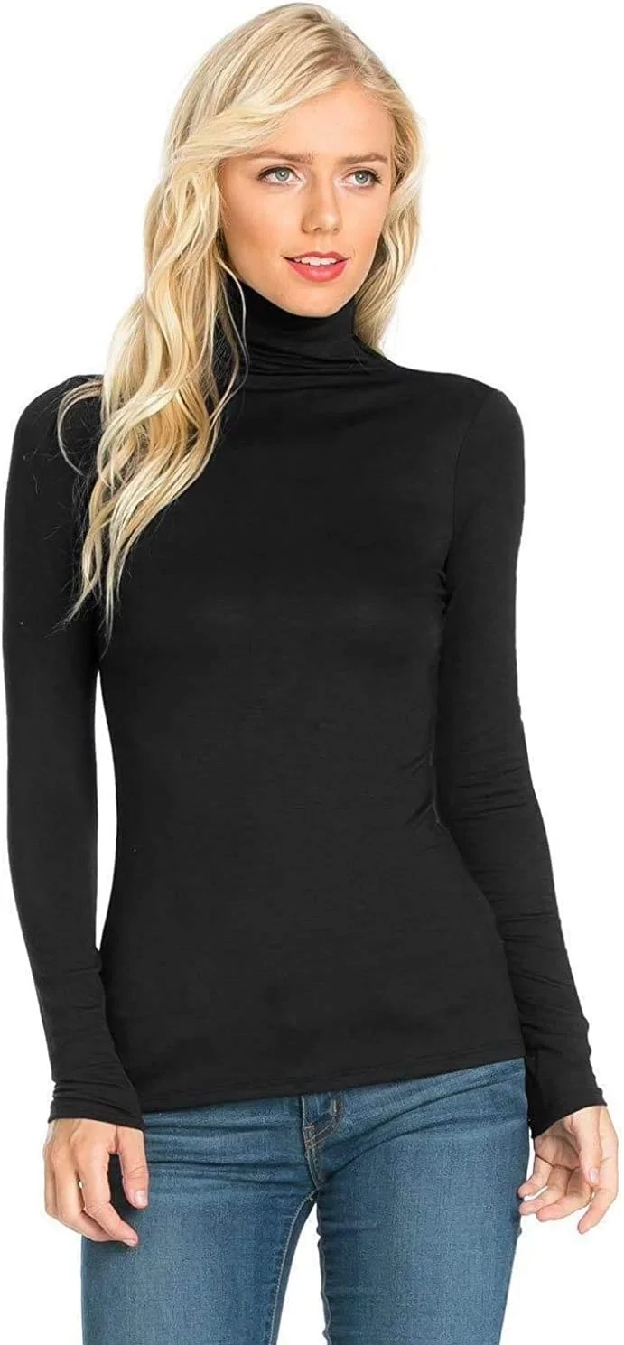 Candid Styles Ladies Polo Roll Neck Long Sleeve Turtle Neck Plain Jumpers for Women Top 8 26