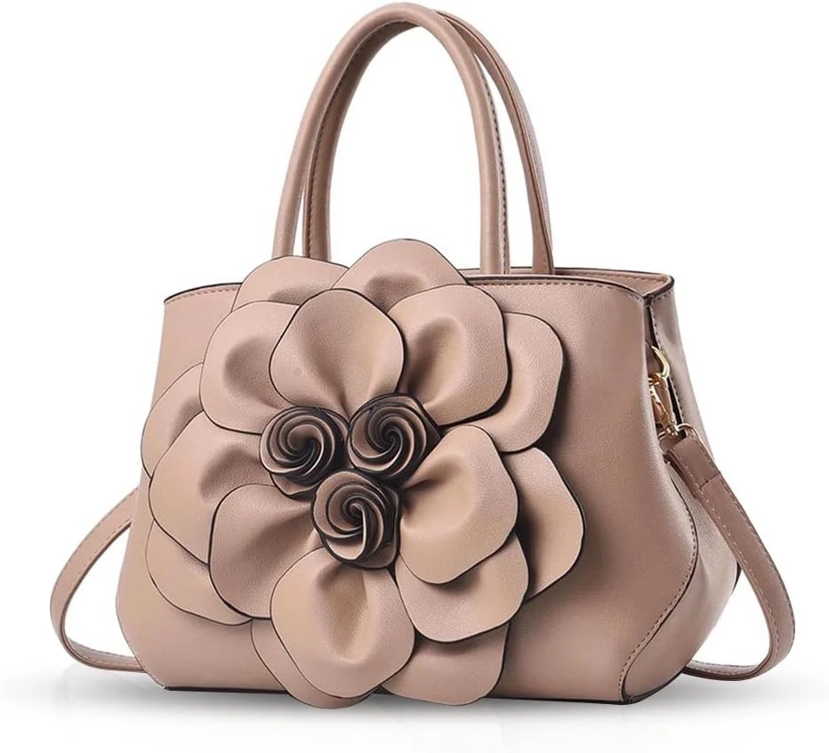 NICOLE & DORIS Stylish Handbags for Women Flower Top Handle Handbags Designer Shoulder Bag PU Leather Crossbody Bag Pretty Bag