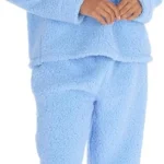 Slumber Hut Grey Borg Womens Snuggle Fleece Twosie Pyjamas Cosy Round Neck Novelty Adults Two Piece PJ's Set for Women - Size 8 up to 22