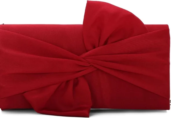 Fecialy Satin Clutch Purses for Women Bow Flap Evening Bag Formal Elegant Handbags for Bridal Wedding Party