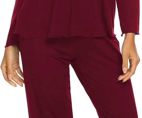 Ekouaer Womens Pyjamas Set Ladies Pjs Sets Long Sleeve Pyjamas for Women V-Neck Lounge Wear Sets Top and Pants Nightwear