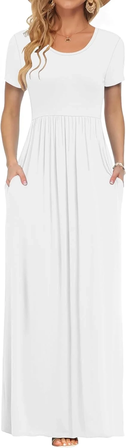 AUSELILY Maxi Dress for Women - Summer Casual Long Dresses for Ladies with Pockets