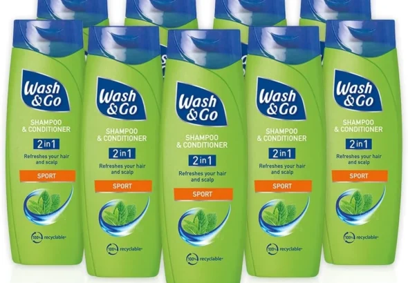 Wash & Go Sport 2 in 1 Shampoo & Conditioner, Men's Hair Shampoo, For All Hair Types, Bulk Pack x 9 bottles